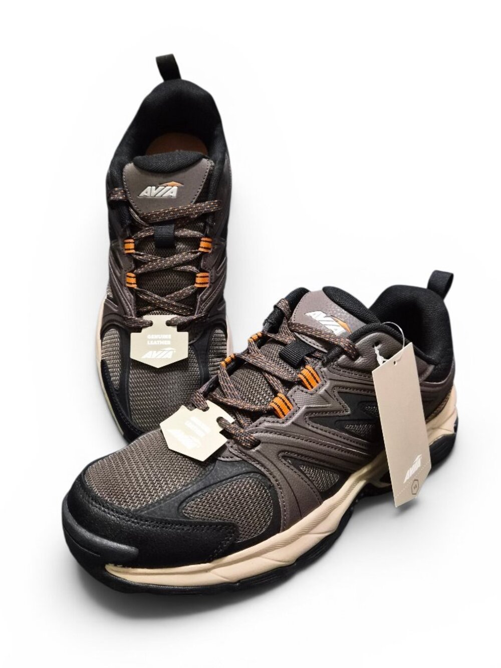 Avia Men's Talus Walking Rugged Trail Shoes Size 8-13 Genuine Leather Mesh Brown
